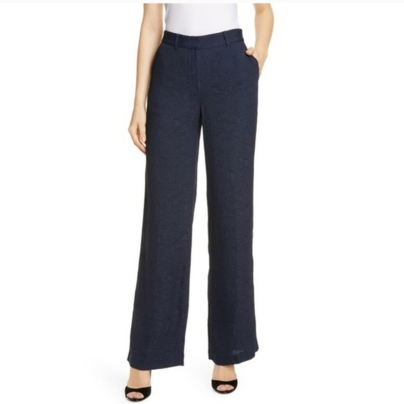 Equipment Femme Arwen Trouser Pants Navy Rose Textured Design Size 2 - Picture 1 of 9